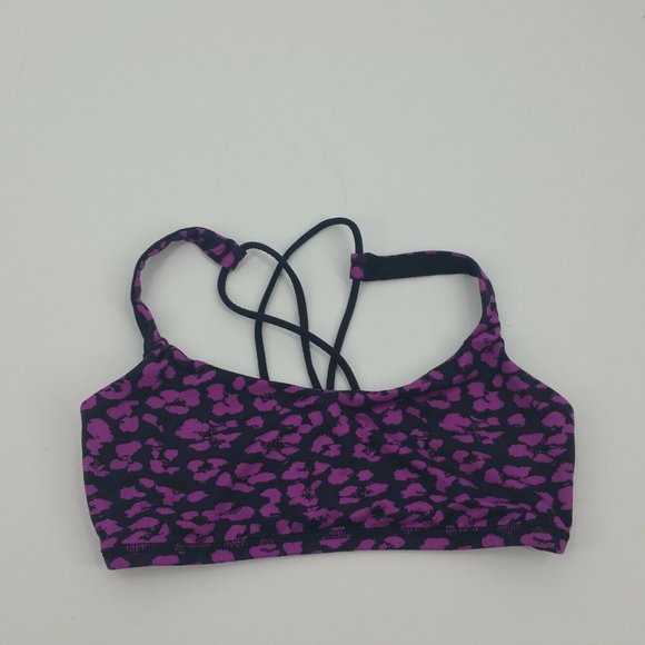 Lululemon Free To Be Sports Bra Cherry Cheetah Print Size 6 Purple Black Navy - Picture 4 of 11